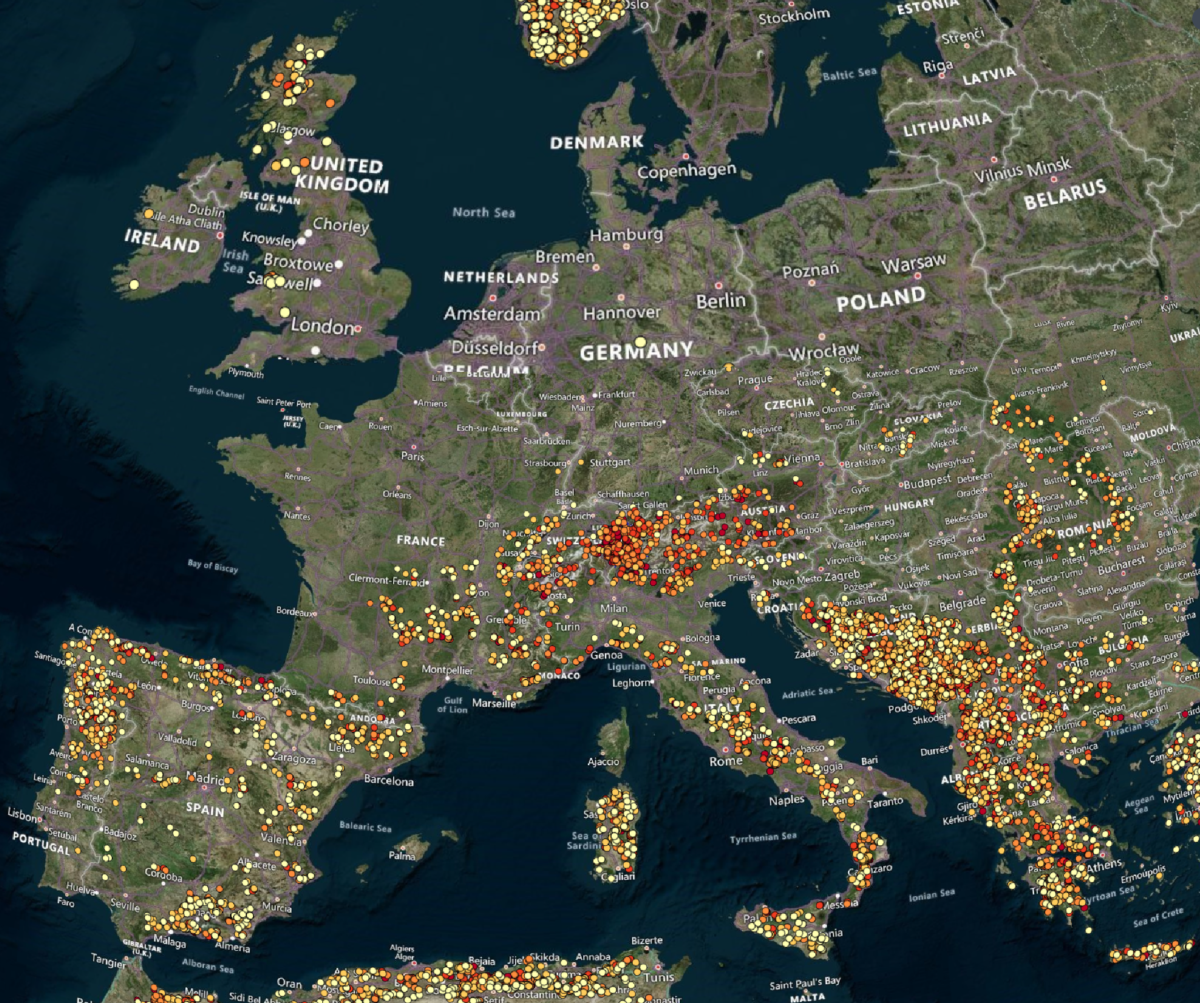 Pumped Hydropower Sites in Europe - Map