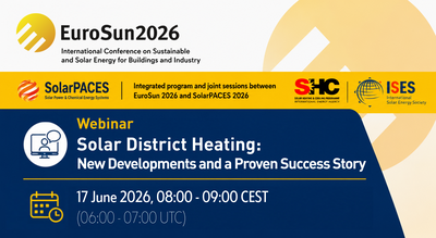 Solar District Heating: New Developments and a Proven Success Story, 17 June 2026, 08:00 - 09:00 CEST (06:00 - 07:00 UTC)